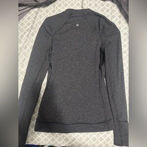 lululemon athletica Gray Ribbed Fitted Long Sleeve Hoodie